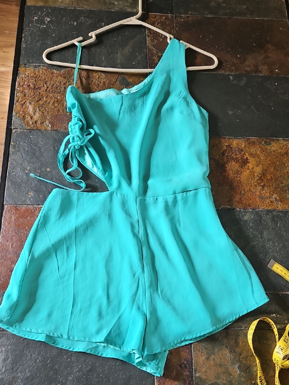 Superdown Teal One-Shoulder Kids Romper Size S